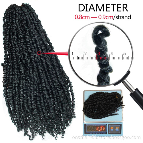 Synthetic 18 Passion Twist Pre-looped Fluffy Crochet Braid Hair Ombre Braiding Hair Extensions 3D Cubic Twist Crochet Hair